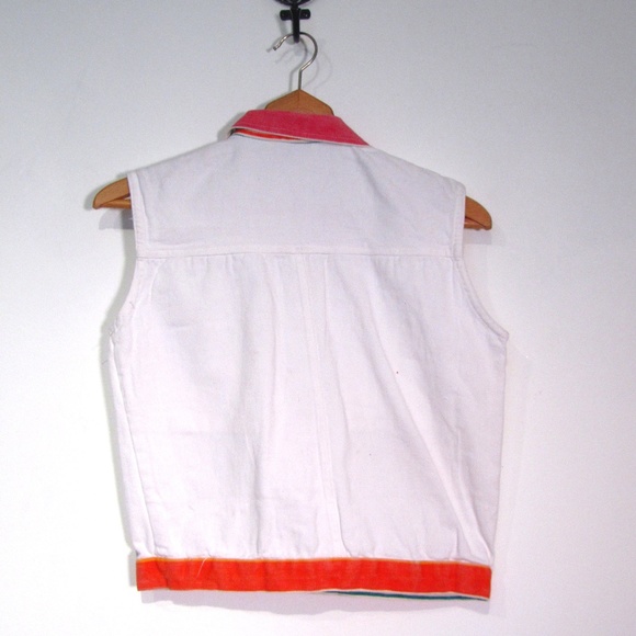 Vintage 90s Sleeveless White Denim Jacket cardi b - Picture 5 of 5